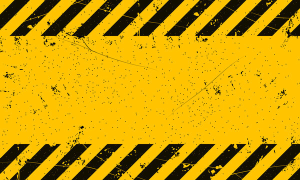 Dirty style black and yellow stripe rectangle. empty warning sign grunge. Vector illustration.
