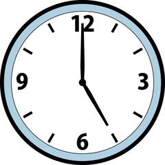 シンプルな5時の針時計のイラスト