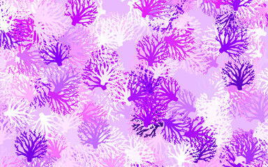 Fototapeta na wymiar Light Purple, Pink vector natural artwork with branches, leaves.