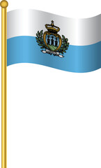 Flag of San Marino, San Marino flag Golden waving isolated vector illustration eps10.