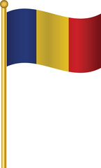 Flag of Romania, Romania flag Golden waving isolated vector illustration eps10.