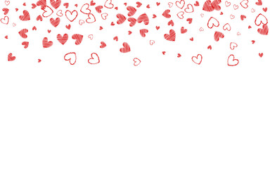 Red Confetti Vector White Backgound. Paper Hearts