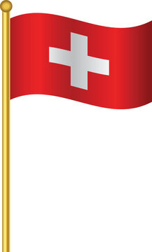 Flag of Switzerland, Switzerland flag Golden waving isolated vector illustration eps10.