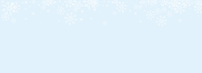 Silver Snow Vector Panoramic Blue Background.