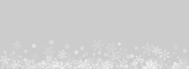 Golg Snowflake Vector Panoramic Grey Background.
