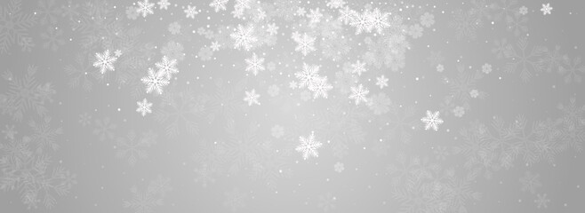 Silver Snow Vector Panoramic Grey Background.