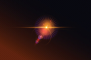 Golden transparent light lens flares streaks