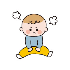 怒っている赤ちゃんのカラー線画