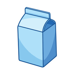 Small blue colored Milk carton vector illustration with clean outline and color isolated on white background. Simple cartoon colored pictogram. Retail cardboard milk.