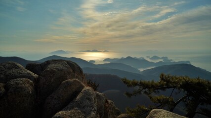 South Korea, Namhae sea, and sunrise scenery