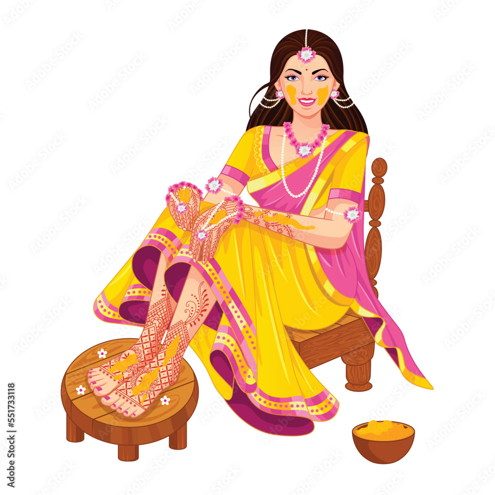 Wall mural indian bride for haldi ceremony in wedding function