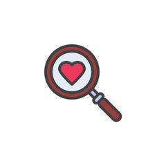 Love search filled outline icon