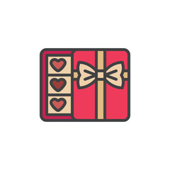 Chocolate heart box filled outline icon