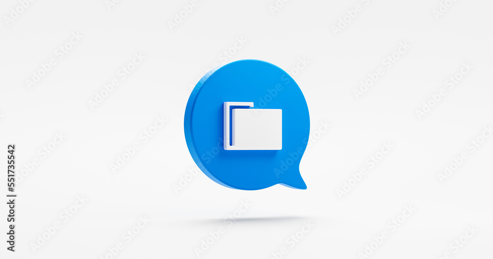 Fototapete archive folder web document 3d icon isolated on white background with blue speech bubble message dat