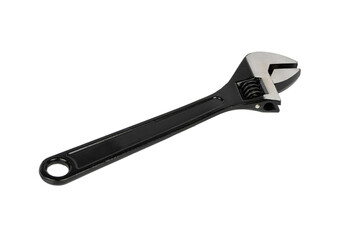 Adjustable spanner isolated on white. Chrome vanadium wrench. Industrial spanner.