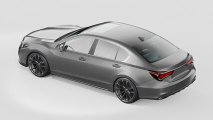 Obraz na płótnie Canvas 3D rendering of a brand-less generic concept car in studio environment 