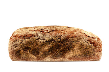 Freshly baked dark bread isolated on a white background