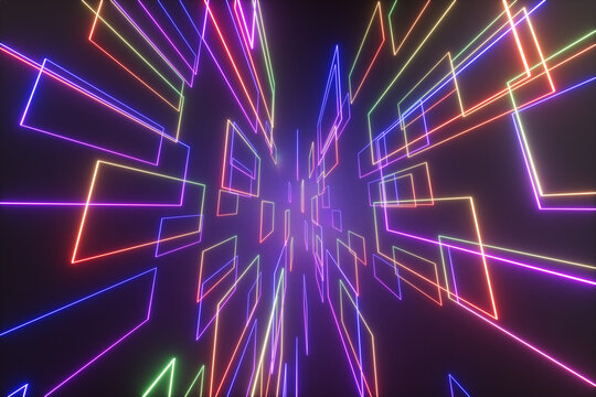 3d rendering sicence concept glow line