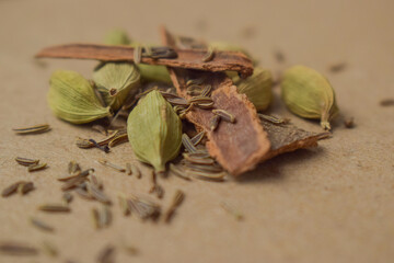 Garam Masala Indian Spice Mix, Cardamom Seeds, Cinnamon and Cumin