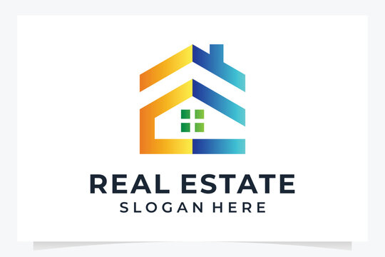modern letter e real estate logo design template