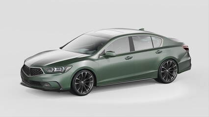 Obraz na płótnie Canvas 3D rendering of a brand-less generic concept car in studio environment 