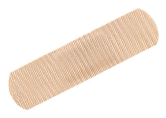 Brown medical adhesive plaster on a white background