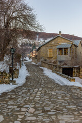 view of snowy Nymfaio florinas  the picturesque traditional village of north Greece also known for  Arcturos organisation which protects brown bears