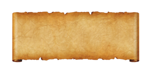 Old paper horizontal banner. Parchment scroll isolated on white