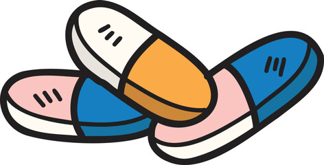 Hand Drawn capsule pill illustration