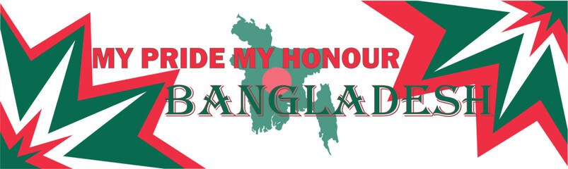 Bangladesh national flag Banner with map,flag color theme  Background and geometric Shape Abstract Retro Style. Bangladesh country, web banner Social Media Cover Design in  Colorful Template. Vector i