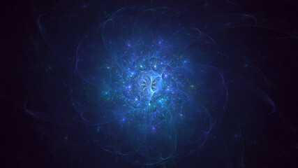 3D rendering abstract blue fractal light background
