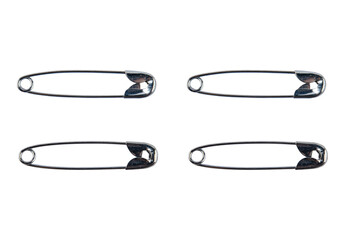 metal safety pins isolated on transparent background, Close up