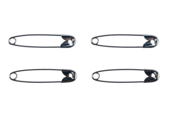 metal safety pins isolated on transparent background, Close up