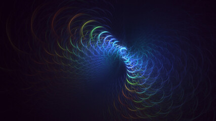 3D rendering abstract blue fractal light background
