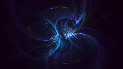 3D rendering abstract blue fractal light background