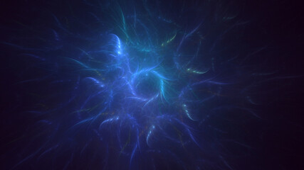 3D rendering abstract blue fractal light background