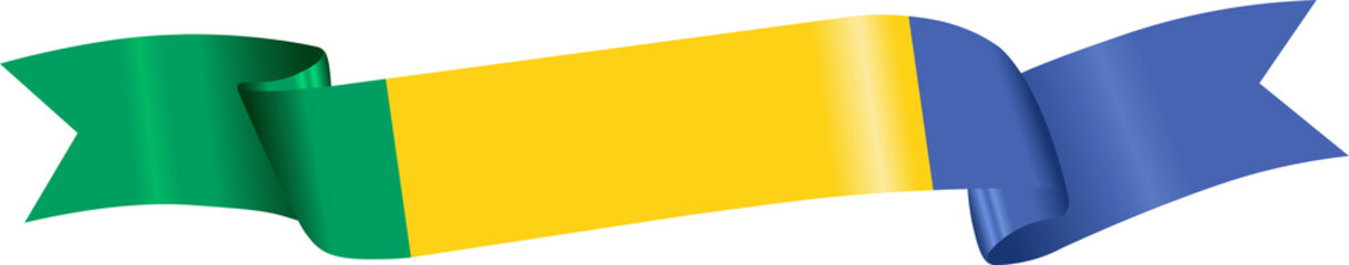 3D Flag of Gabon on ribbon.