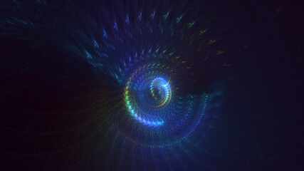 3D rendering abstract multicolor fractal light background