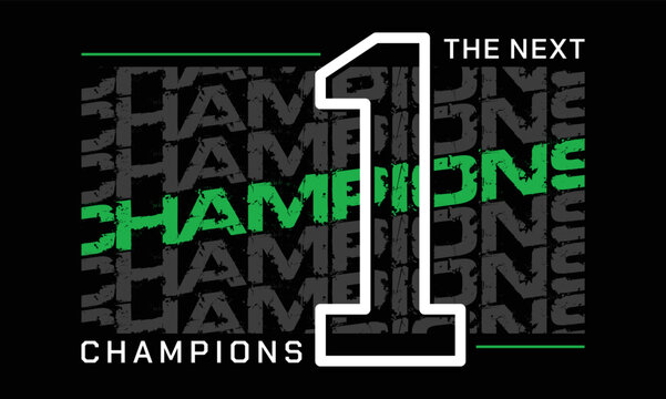Naklejka Champions typography tee shirt design in vector illustration
