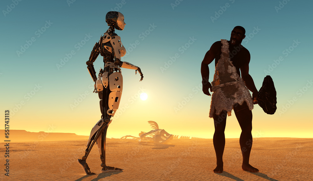 Poster robot and man.