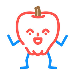 apple fruit character color icon vector. apple fruit character sign. isolated symbol illustration