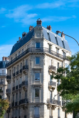 Naklejka na ściany i meble Paris, typical facades and street, beautiful buildings avenue de la Republique 