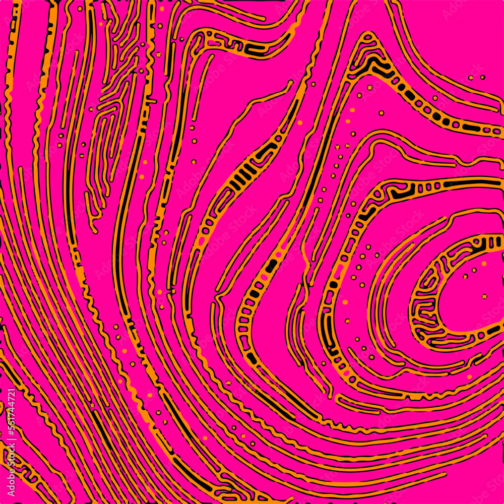 Poster psychedelic surrealistic organic pattern with colorful lines. reaction–diffusion background.