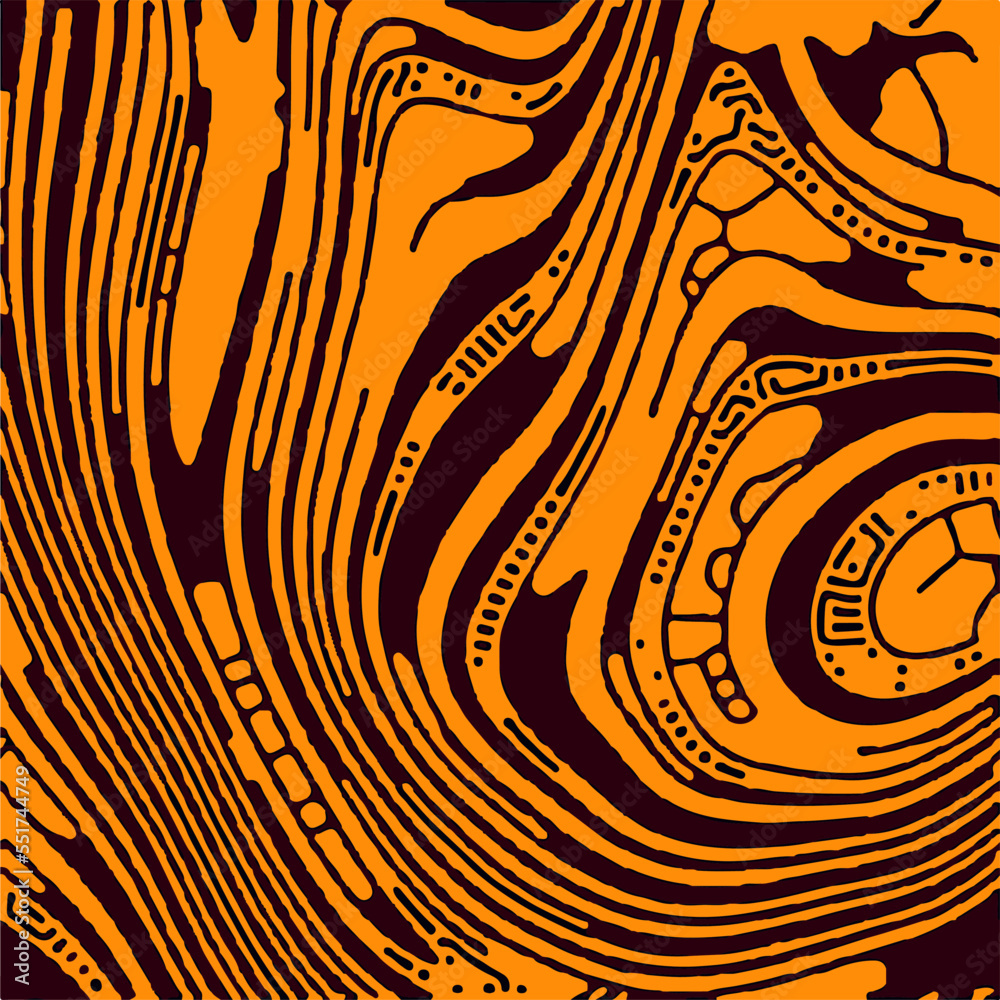 Poster psychedelic surrealistic organic pattern with colorful lines. reaction–diffusion background.
