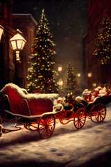 Fototapeta premium christmas sleigh on the street