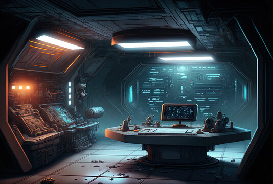 ArtStation - Sci-fi futuristic Environment of a room from a spaceship