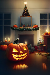 Obraz premium halloween pumpkin lantern