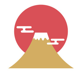 赤い月と黄色い富士山