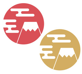 富士山とエ霞のイラスト