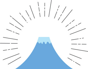 後光がさす富士山のイラスト
